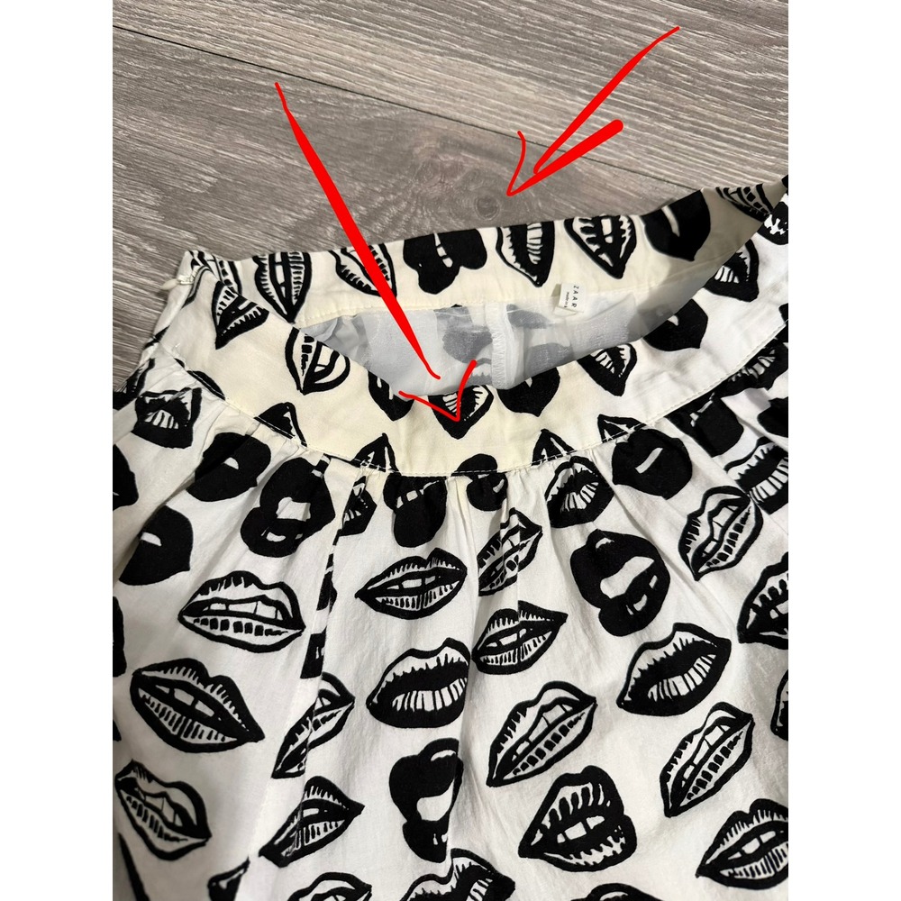 Novelty Maxi Skirt Size 2 Lips Print Black White High Waist Statement Korea Made - Picture 8 of 16